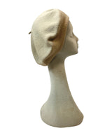 VINTAGE 60s 70s CREAM GREY FRENCH WOOL BERET