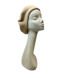 VINTAGE 60s 70s CREAM GREY FRENCH WOOL BERET