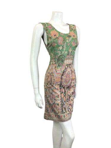 VTG 60S PSYCHEDELIC GOGO GREEN PINK ORANGE LUREX GLITTERY PARTY SHIFT DRESS 4