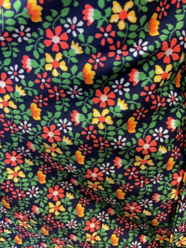 VINTAGE 60s 70s BLUE GREEN ORANGE DITSY DAISY FLOWER SHIRT SWING DRESS 12 14