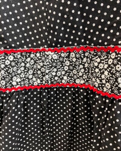 VINTAGE 60s 70s BLACK WHITE RED POLKA-DOT RIC-RAC MOD SLEEVELESS MAXI DRESS 4