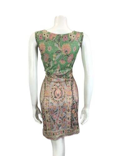 VTG 60S PSYCHEDELIC GOGO GREEN PINK ORANGE LUREX GLITTERY PARTY SHIFT DRESS 4