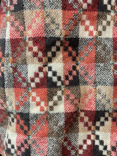 VTG 70s STYLE RED WHITE BROWN GEOMETRIC CHECKED MOD DOUBLE-BREASTED JACKET 10