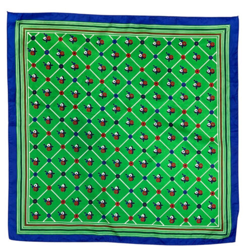 VINTAGE 60s 70s APPLE GREEN BLUE RED GRID CHECKED DITSY FLOWER MOD SQUARE SCARF