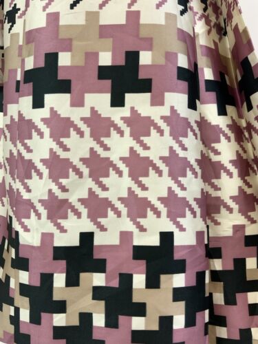 VTG 60s 70s WHITE PINK BLACK HOUNDSTOOTH MOD PLEATED DAGGER SHIRT DRESS 10 12