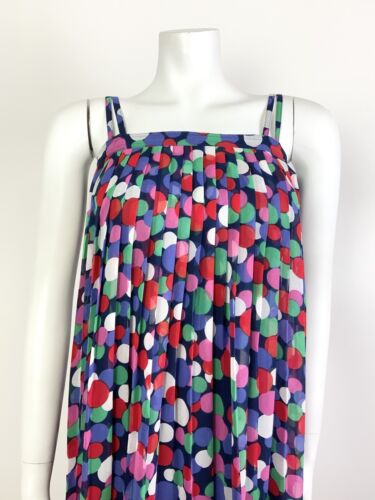 VTG 70s 80s BLUE GREEN PINK DOTTY STRAPPY FLOATY SUMMER TENT DRESS 6 8