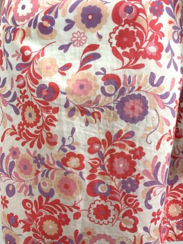 VTG 60s 70s WHITE PINK PURPLE PSYCHEDELIC FLORAL SPOON COLLAR SHIRT DRESS 12 14