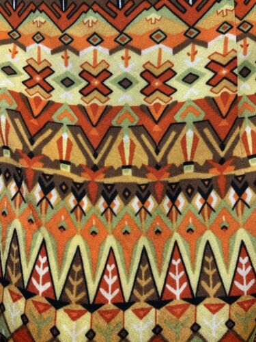 VTG 60s 70s YELLOW ORANGE GREEN BLACK GEOMETRIC AZTEC PSYCHEDELIC DRESS 12 14