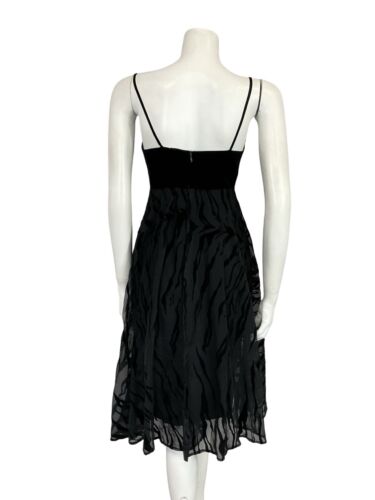 VTG 70S BLACK BURNOUT VELVET TIGER PRINT PELUM EMPIRE STRAPPY PARTY DRESS 10