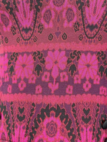 VTG 60s 70s PINK PURPLE BLACK PSYCHEDELIC FLORAL MOD TURTLENECK SCOOTER DRESS 16