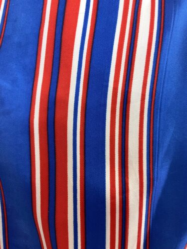 VTG 60s 70s ROYAL BLUE RED WHITE STRIPED WING COLLAR MOD SHIRT SHIFT DRESS 12 14