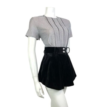 VINTAGE 60s 70s PURPLE MAUVE BLUE LUREX GLITTER DISCO PARTY MOD KNIT TOP 12 14