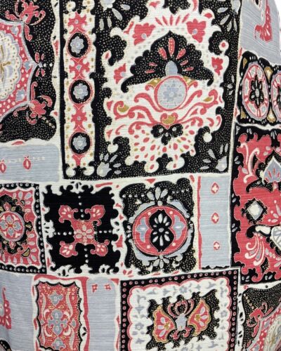 VINTAGE 60s 70s GREY BLACK RED PATCHWORK PSYCHEDELIC PAISLEY FLORAL MOD DRESS 10