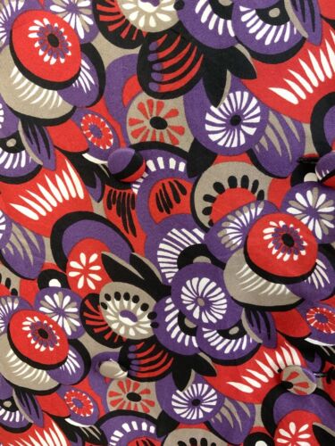 VTG 60s 70s RED PURPLE SILVER BLACK PSYCHEDELIC FLORAL DAGGER WRAP DRESS 16 18