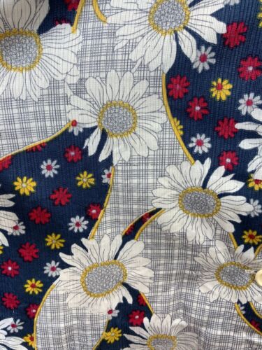 VTG 60s 70s WHITE BLUE RED FLORAL DAISY GRID CHECKED PINAFORE APRON SUNDRESS 10