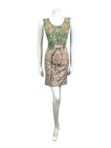 VTG 60S PSYCHEDELIC GOGO GREEN PINK ORANGE LUREX GLITTERY PARTY SHIFT DRESS 4