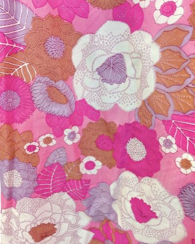 VINTAGE 60s 70s PINK PURPLE WHITE FLORAL PRAIRIE MOD WING COLLAR MAXI DRESS 8 10