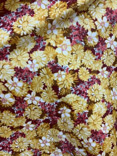 VTG 60s 70s YELLOW RED BROWN FLORAL PSYCHEDELIC BELL SLEEVE SWING DRESS 10 12