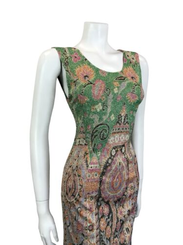 VTG 60S PSYCHEDELIC GOGO GREEN PINK ORANGE LUREX GLITTERY PARTY SHIFT DRESS 4
