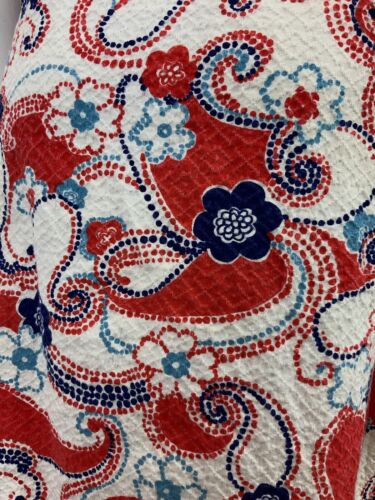 VTG 60s 70s WHITE RED BLUE FLORAL DOTTY PAISLEY PSYCHEDELIC MOD SUNDRESS 8 10