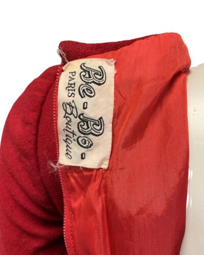 VINTAGE 60s 70s RUBY RED SHORTSLEEVE MOD FLARED DRESS 8