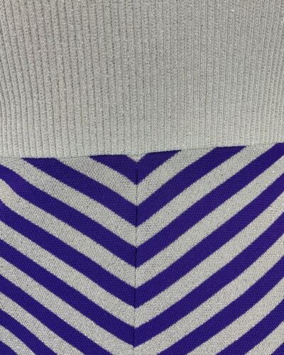 VTG 60s 70s SILVER PURPLE STRIPED LUREX TURTLENECK FIT & FLARE MOD DRESS 8 10