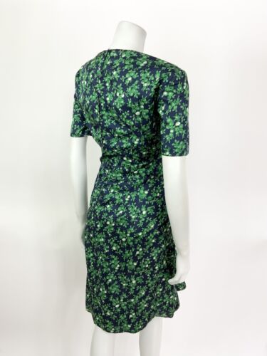 VINTAGE 60s 70s BLUE GREEN FLORAL BERRY DITSY SUMMER DRESS 14 16