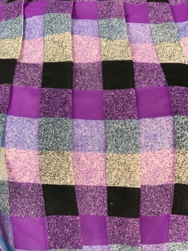 VINTAGE 60s 70s PURPLE BLUE BLACK CREAM STRIPED SHEER FLOATY DRESS 6