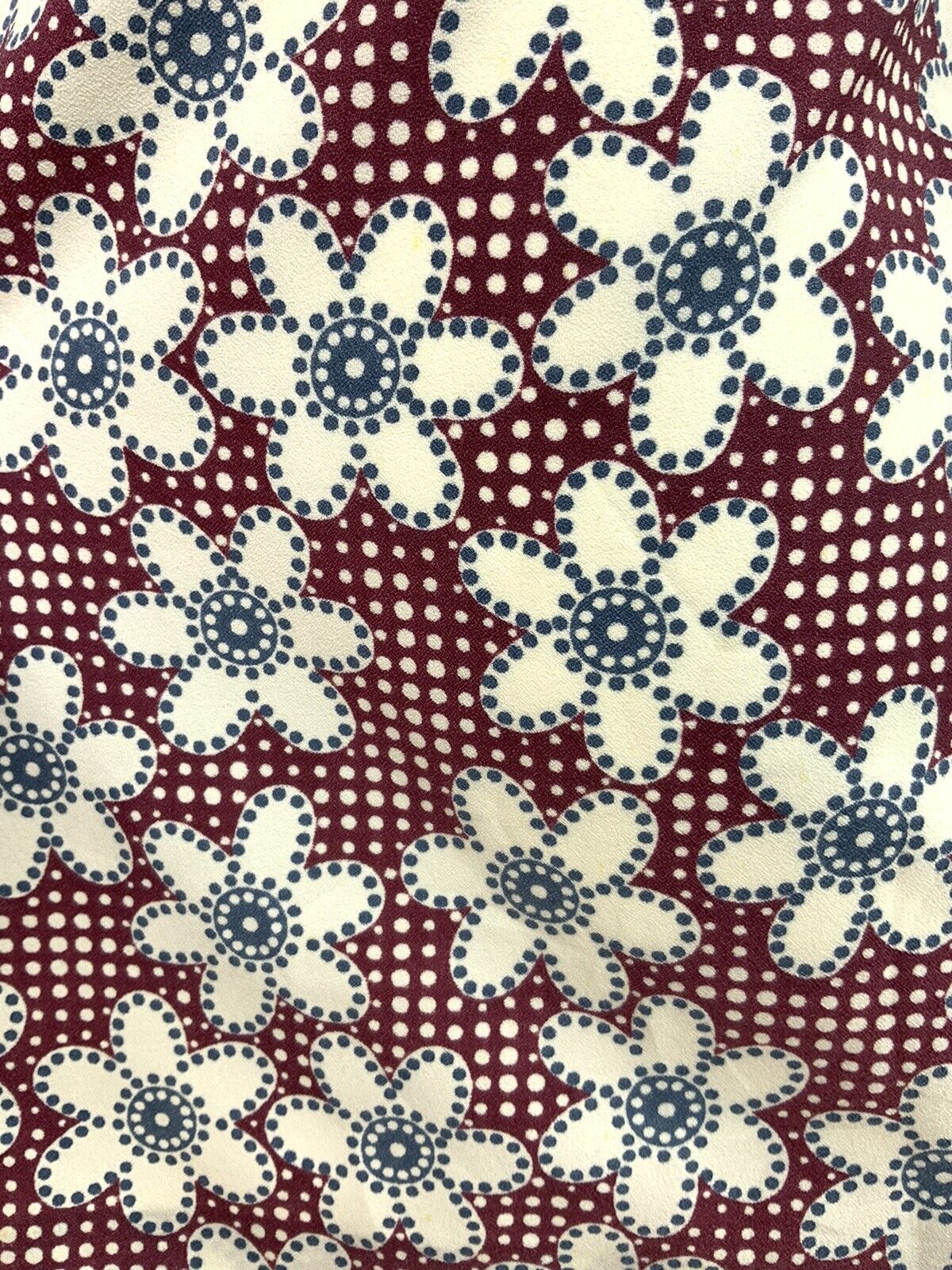 VINTAGE 60s 70s RED BLUE WHITE POLKA DOT FLORAL DAISY MOD SHIRT DRESS 8 10