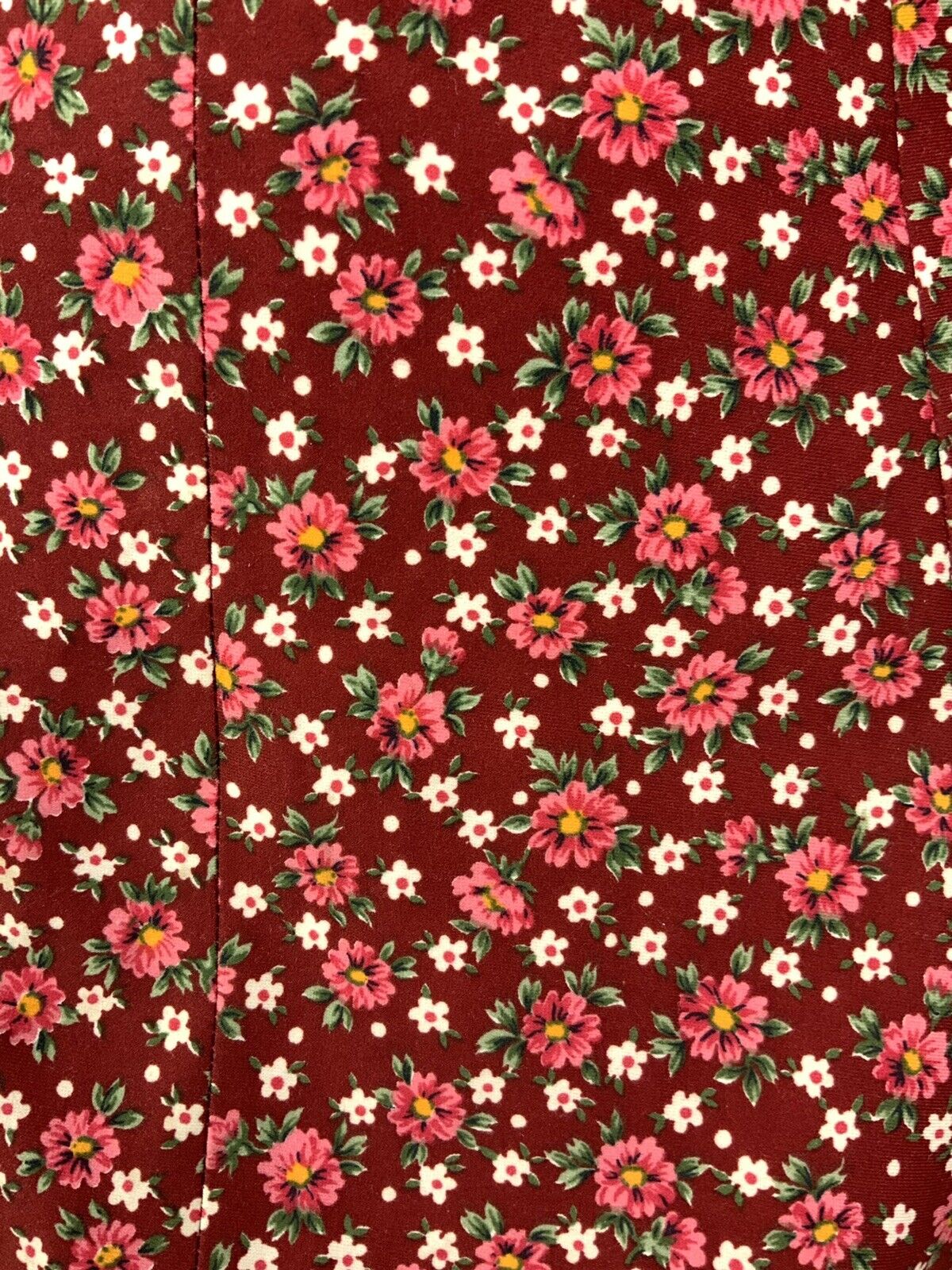 VINTAGE 60s 70s RED PINK GREEN WHITE FLORAL DITSY DOTTY EMPIRE LINE DRESS 8