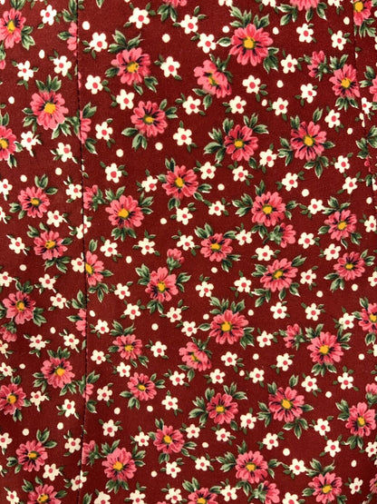 VINTAGE 60s 70s RED PINK GREEN WHITE FLORAL DITSY DOTTY EMPIRE LINE DRESS 8