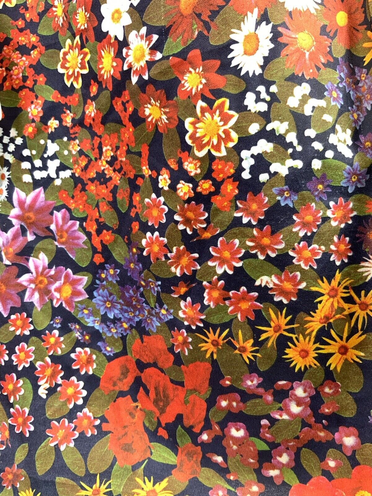 VTG 60s 70s BLUE RED YELLOW PSYCHEDELIC FLORAL DAISY WING COLLAR SHIRT DRESS 12