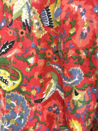 VINTAGE 60s 70s RED BLUE GREEN BLACK PAISLEY FLORAL FOLK BOHO TIERED DRESS 6 8