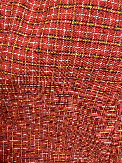 VTG 60s 70s RED BLUE WHITE PLAID CHECKED BOHO FOLK MOD PETER-PAN SHIRT DRESS 6 8