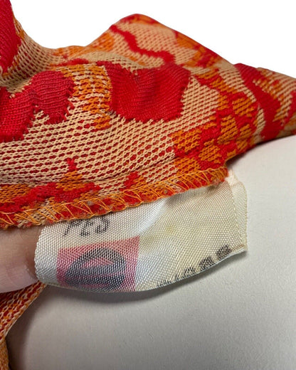 VINTAGE 60s 70s RED ORANGE BEIGE FLORAL ROSE BELTED MOD SHIRT DRESS 8 10