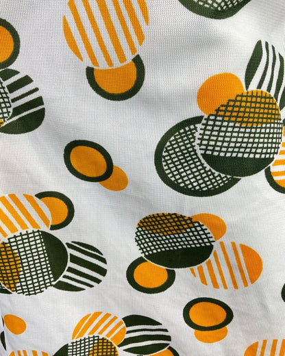 VINTAGE 60s 70s WHITE GREEN YELLOW GEOMETRIC MOD SLEEVELESS SUMMER DRESS 8 10