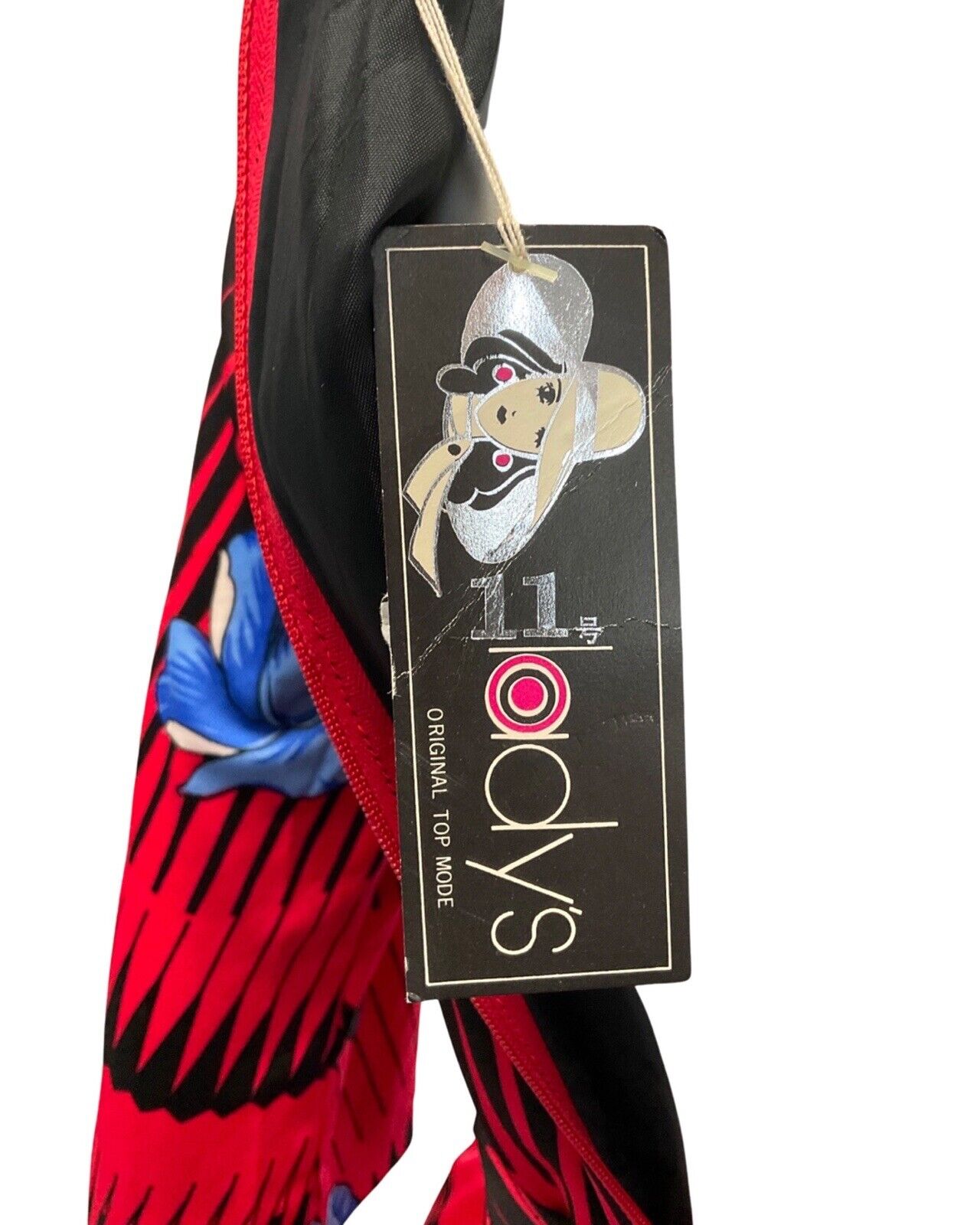 VINTAGE 60s 70s RED BLACK BLUE STRIPED ROSE BELTED SWING DRESS 10 12