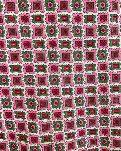 VINTAGE 60s 70s PINK GREEN RED GEOMETRIC MOD SLEEVELESS TENT SHIFT DRESS 10 12