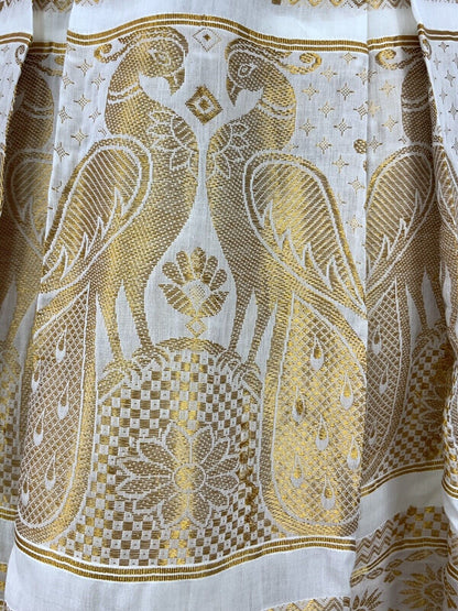 VINTAGE 70s CREAM GOLD INDIAN PEACOCK SUN SUMMER DRESS 8 10