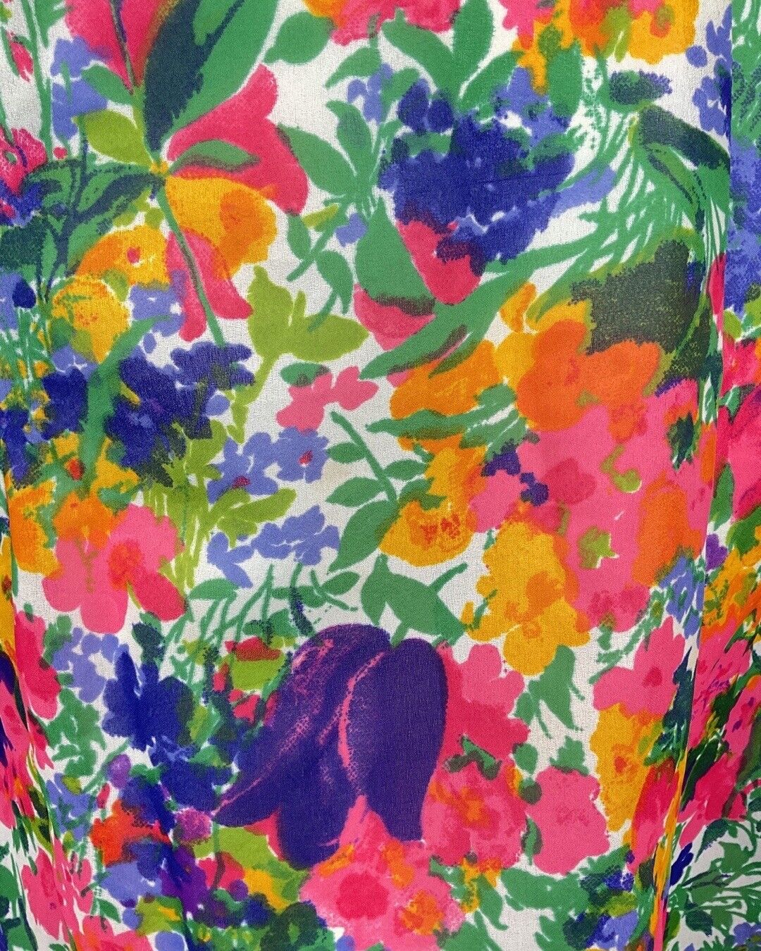 VINTAGE 60s 70s GREEN BLUE PINK PSYCHEDELIC TULIP FLOWER DAGGER DRESS 10 12