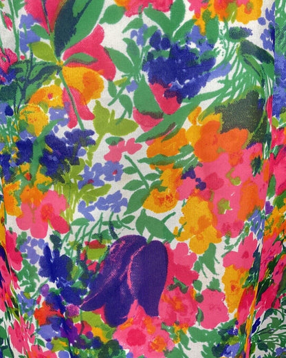 VINTAGE 60s 70s GREEN BLUE PINK PSYCHEDELIC TULIP FLOWER DAGGER DRESS 10 12