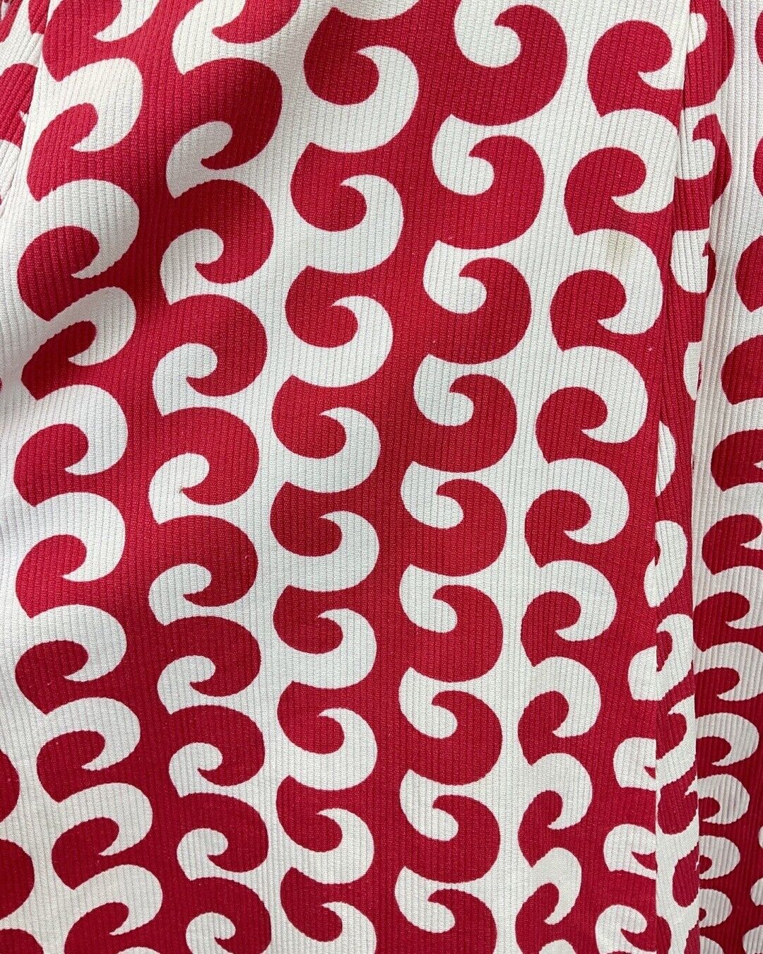 VINTAGE 60s 70s RED WHITE SWIRL STRIPED OP-ART MOD SLEEVELESS MIDI DRESS 8 10