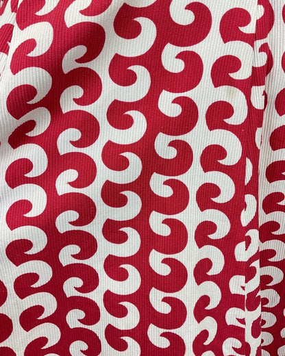 VINTAGE 60s 70s RED WHITE SWIRL STRIPED OP-ART MOD SLEEVELESS MIDI DRESS 8 10