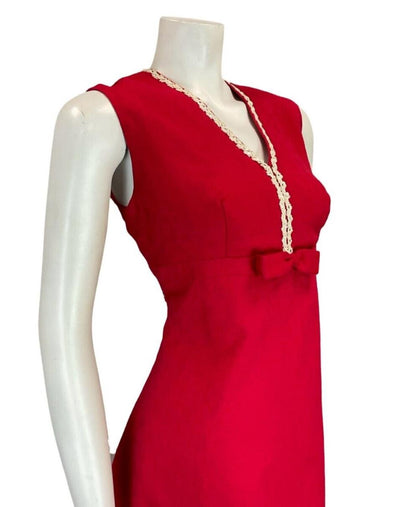 VTG 60S HOT PINK FLORAL EMBOSSED BOW WHITE SEQUIN MOD GOGO MICRO MINI DRESS 12