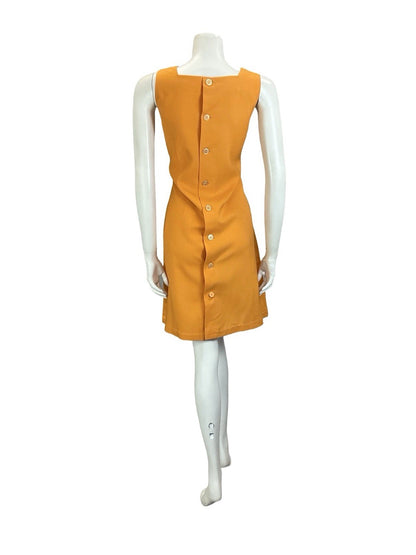 VTG 60S 70S ORANGE BLUE RED FOLK EMBROIDERED SMOCK PINAFORE DRESS W/ POCKETS 14