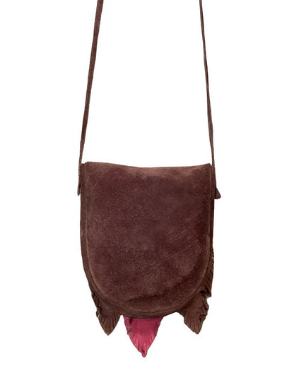 VTG 60S 70S PURPLE PINK BLUE SUEDE FEATHER BOHO HIPPY PATCHWORK CROSS BODY BAG