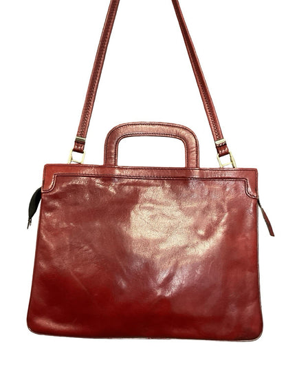 VTG 60S 70S RED LEATHER GOLD WOVEN MOD GOGO HAND SHOULDER BAG