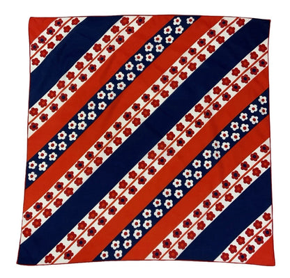 VTG 60S 70S GEOMETRIC MOD RED WHITE NAVY BLUE DAISY FLORAL STRIPE SCARF