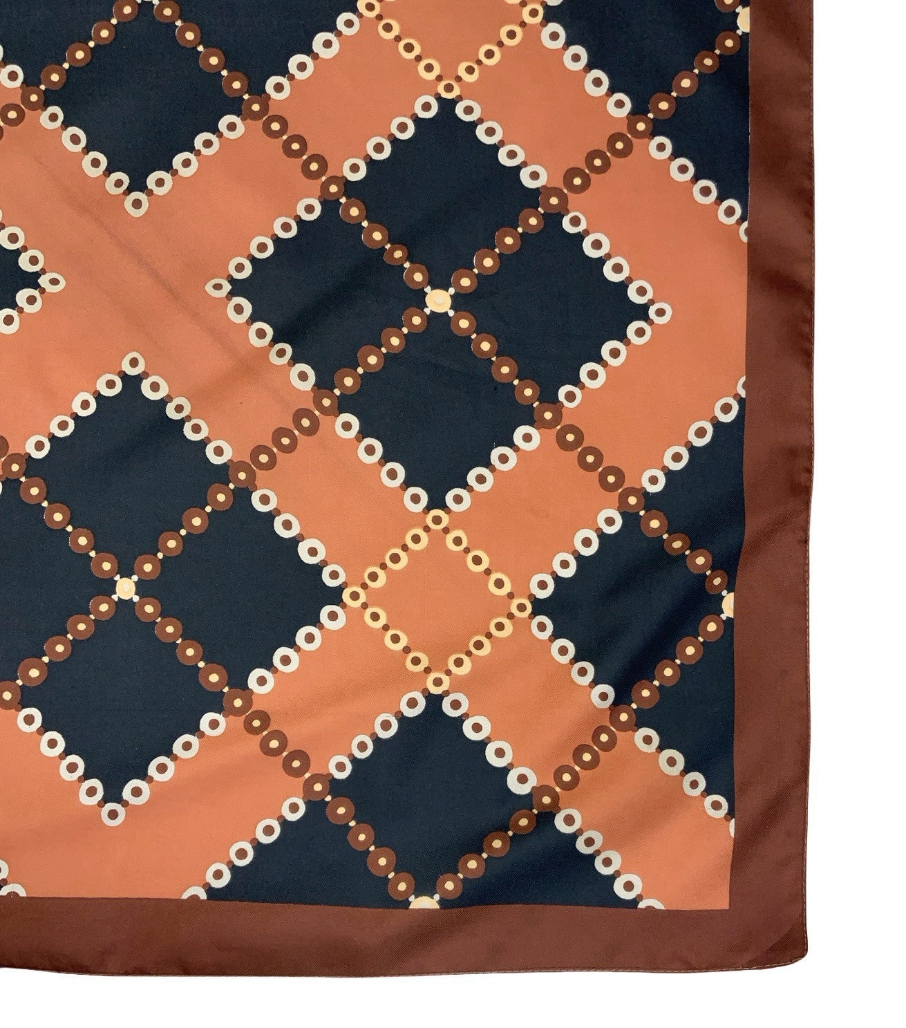 VTG 60S 70S BROWN BLACK CREAM MOD DOTTY TILED GEOMETRIC SCARF