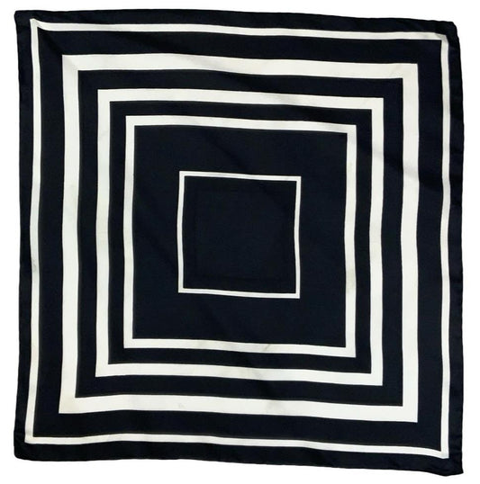 VTG 60S 70S BLACK WHITE MOD GEOMETRIC SQUARE SCARF
